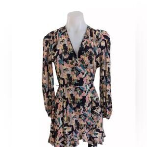 IRO Size EU 44 Medium Bloomy Mini Wrap Dress Pink Floral Cottagecore Boho M1